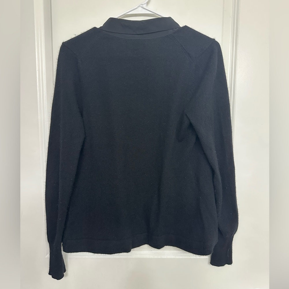 Aqua Cashmere Silk-Trim Blazer Cardigan Black S - Picture 3 of 4